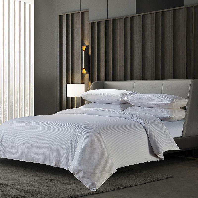 Satin Stripe White Bed Sheets